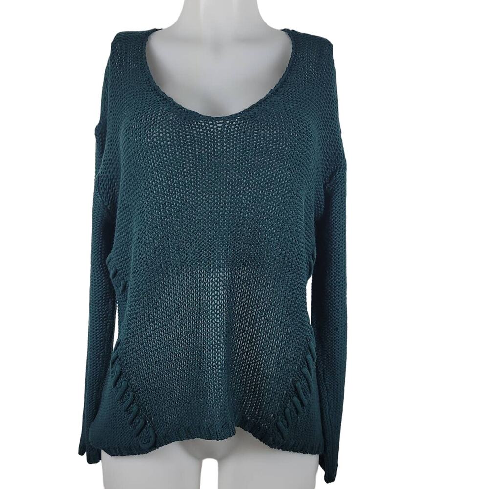 Harper Heritage Open Knit Deep Hunter Green Sweater Women L